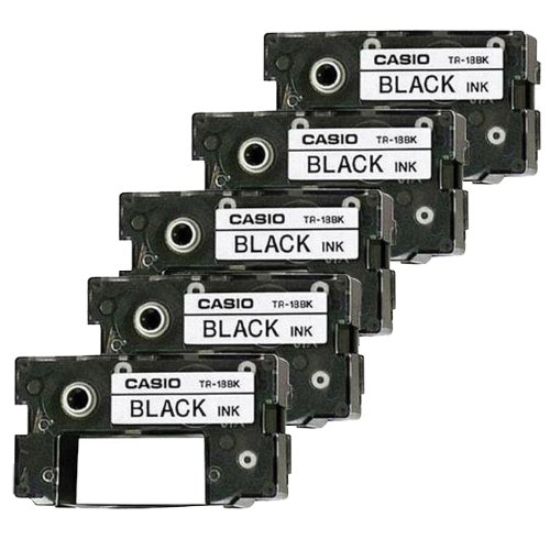 Pack of 5 Casio Black Ink Ribbon Cassette Cartridge for All CW Disc Title Printers CW50 and CW