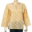 Womens Clothing - Cotton Long Sleeve Top Blouse Chikan Embroidery Size XL (ctop387)