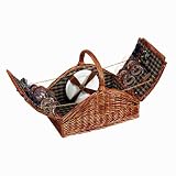 Whitney Design ML-2660 Woven-Willow Square-Shaped 4-Person Picnic-Basket Set