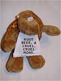 Turtle plush toy with Root Beer. A cruel, cruel hoax. Bib