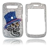 Blackberry 8900 Javelin Genuine Swarovski Crystal (7ss) Skull Design Faceplate Cover Case