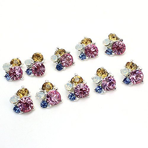 10 Pcs 3D Design Charm Rhinestones Crystal Nail Art Tips Manicure DIY Decoration
