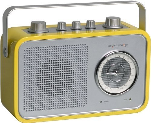 Tangent Uno 2 go Tragbares Radio (UKW-/MW-Tuner, Akku-Ladefunktion, Lautstärkeregler, Kopfhörer-Anschluß, AUX-Eingang) gelb