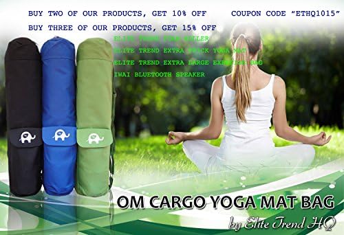OM LARGE EXERCISE YOGA MAT BAG - Green Full Zipper Cargo Tote -with Shoulder Straps - 4 Pockets to hold your Cell Phones or Workout Essentials by Elite Trend (Green)