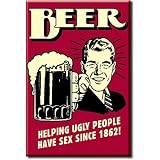 (2x3) Beer Helping Ugly People Have Sex Retro Vintage Locker Refrigerator Magnet