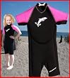 Size 3 (4-5Yr) PINK Childrens shortie wetsuit. 2mm neoprene.
