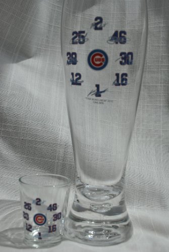 chicago cubs team player pilsner glass and shot glass