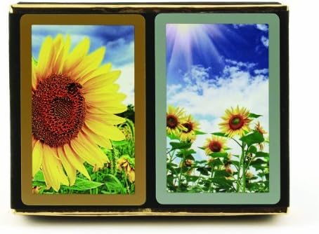 Bundle – 3 items: 1 Congress Playing Cards Sunflower Bridge (2 Decks), with 2 Packs (12 Each Pack) Tallies, Standard Index