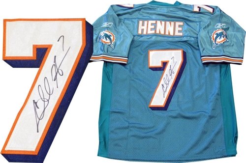 Chad Henne Autographed/Hand Signed Authentic Miami Dolphins Teal Jersey