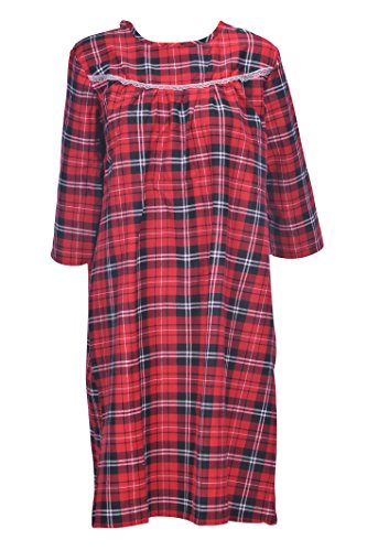Women's Adaptive Flannel Backwrap Gown - Red Plaid