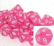 Frosted Polyhedral 16mm Pink/white d10 Dice