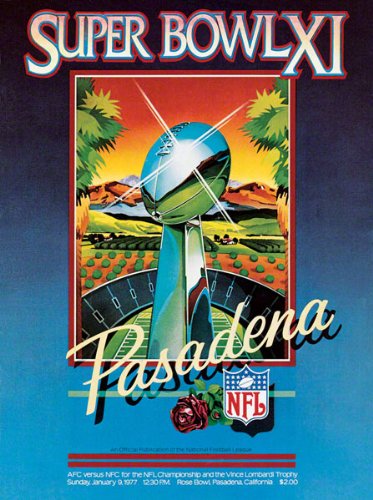 Canvas 36 x 48 Super Bowl XI Program Print | Details: 1977, Raiders vs Vikings