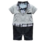 （ワボーズ） Waboatsベビー ボーイ重ね着風ロンパス 夏の服装 フォーマル 赤ちゃん 楽ちん 柔らか カバーオール グレー 90