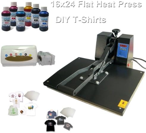 16x24 Flat Heat Press CISS Inks T-shirt Dark light Transfer Paper KIT 000008Y@H