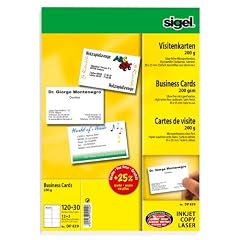 Sigel DP839 Visitenkarten, MP, hochwei�, Edelkarton (Ink/Laser/Copy), 200 g, 85x55 mm (A4), 150 ST=15 BL