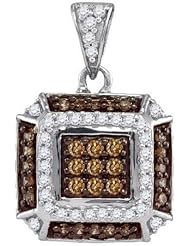 0.50ctw Chocolate Champagne Brown & White Round Diamond Micro-Pave Pendant