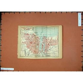 1925 Colour Map Normandy France Street Plan Arsenal