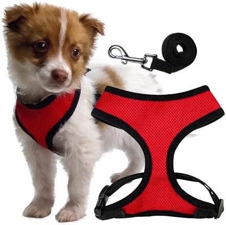Soft Dog Harness for Puppies and Toy Breeds - Medium - Includes a 4ft Leash