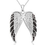 SterlingSilverBlackandWhiteAngelWingsDiamondPendant(1/2cttw,I-JColor,I2-I3Clarity),18