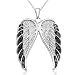 Sterling Silver Black & White Angel Wings Diamond Pendant (1/2 cttw, I-J Color, I3 Clarity), 18\