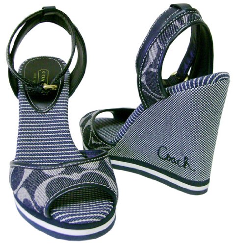COACH SIGNATURE TAWNEY DENIM WEDGE SHOES