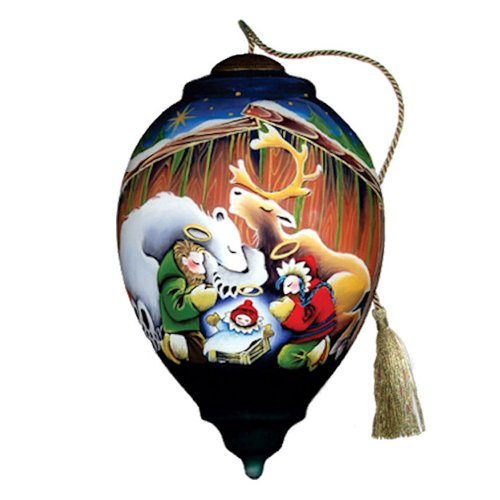Ne’Qwa Art Northern Nativity Retired – Glass Ornament Hand-Painted Reverse Painting Distinctive 104-NEQ