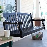 VIFAH Pleasant Bay Painted Wood Porch Swing - Black