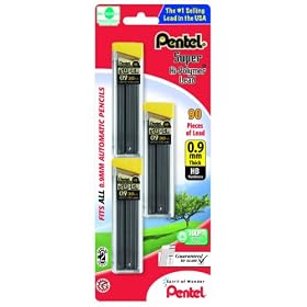 Pentel Super Hi-Polymer Lead Refill 0.9mm, Thick, HB, 90 Pieces of Lead (C29BPHB3)