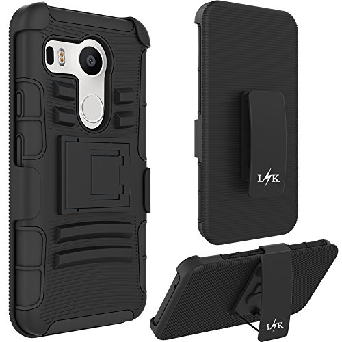 Nexus 5x case, lk [heavy duty] black armor holster defe…