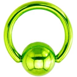 18 Gauge Light Green Electro Titanium BCR Captive Ring -1/4"