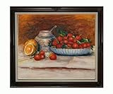 Art Reproduction Oil Painting - Renoir Paintings: Strawberries with Vintage Cherry Frame - Cherry Finish - 26