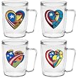 Patriotic Ladies 18 oz Insulated Coffee Mug Set, Clear, (4 designs)