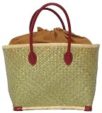 Natural Straw / Beach / Shopper / Tote Medium Bag With Red Handles 15