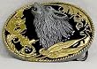 Howling Wolf Gold Vivitone Black Enamel Buckle