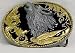 Howling Wolf Gold Vivitone Black Enamel Buckle