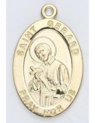 St. Gerard Pendant Oval, 14 Karat Gold Over Sterling Silver with Chain