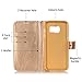 Galaxy S7 Edge Case, Acytime PU Leather Flip Wallet Case Embossed Butterfly Flower Case Cover for Samsung Galaxy S7 Edge G9350 Golden