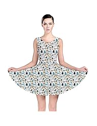 General Print Polyester/Spandex Stretchy Skater Dress 