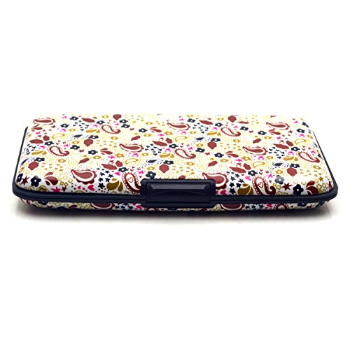 woCharger(TM) Aluminum Wallet Large Size 7.1"x3.85"x1.2" Security Credit card Credit Card Holder With RFID Protection Made By woCharger Brands for credit cards ,id,Cash,Bank card,Business cards holder and money (Blue Yellow flower)