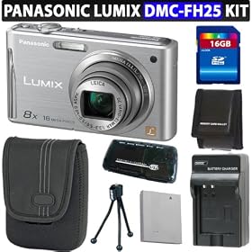 Panasonic Lumix DMC-FH25 Digital Camera (Silver) + 16GB Premium Accessory Kit