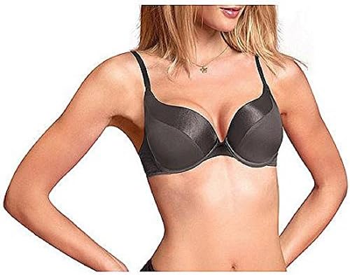 Sweet Nothings Maidenform Push Up Bra Chocolate Satin Trim 'Tuxedo' 38C