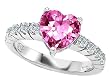 2.35 cttw 925 Sterling Silver Lab Created Heart Shape Pink Sapphire Engagement Ring