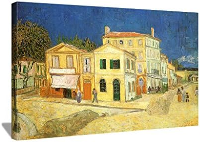 Spirit Up Art The Yellow House by Vincent Van Gogh Oil Paintings Reproduction Canvas Prints Giclee Artwork for Wall Decor, Modern Stretched and Framed for Home Art Print 12 x 16 inches, Ready to Hang