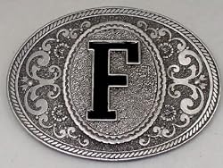 MONOGRAM LETTER "F" ENAMEL  BELT BUCKLE