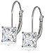 Amazon Collection 10k Gold and Princess-Cut Swarovski Zirconia (1 cttw) Dangle Earrings