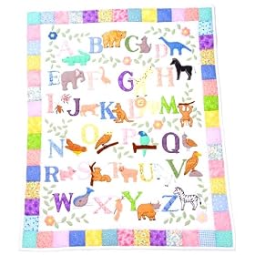 Stunning Handmade Animal ABC Alphabet Baby Quilt Blanket