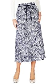 Linen Blend Bali Print Long Skirt
