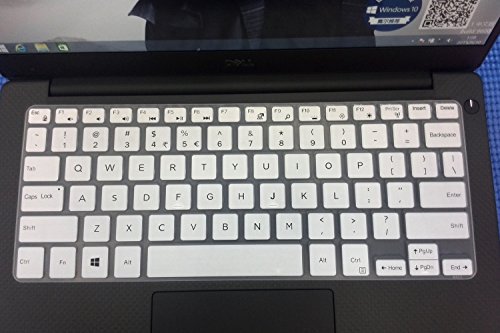 iBenko Ultra Thin Keyboard Silicone Protector Cover Skin for Dell Inspiron 13 7000 Series i7347 i7348 i7352 i7353, Inspiron 15 7000 Seris i7547 i7548, XPS 13-9343(2015 Model)(White)