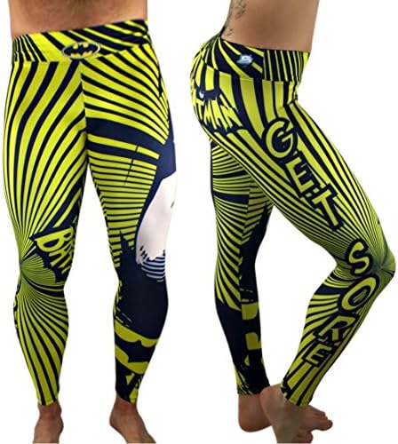 Batman Leggings Superhero Yoga Pants Compression Tights (Yellow)