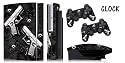 Protective skins for Playstation 3 System Console, PS3 Controller skin included - GLOCK BLACK